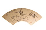 A CHINESE INK ON PAPER BAMBOO FAN PAINTING