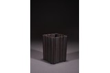A CHINESE ZITAN RECTANGULAR LOBED BRUSHPOT