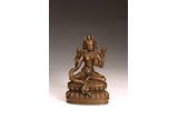 A CHINESE BRONZE FIGURE OF SEATED TARA