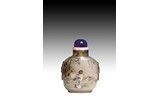 WANG XISAN: CRYSTAL INSIDE PAINTED 'DOGS' SNUFF BOTTLE