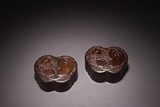 A PAIR OF CHINESE ZITAN CARVED BOXES AND COVERS