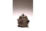 A CHINESE BRONZE WATER EWER WITH COVER