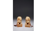 A PAIR OF CHINESE SOAPSTONE 'LION' SEALS