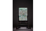 A CHINESE JADEITE 'SCHOLARS AND LANDSCAPE' TABLE SCREEN