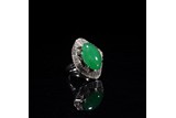 TYPE A CHINESE TRANSLUCENT BRIGHT GREEN JADEITE RING