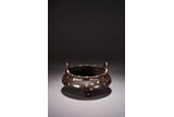A CHINESE GOLD SPLASHED TRIPOD CENSER