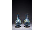 A PAIR OF CHINESE CLOISONNE ENAMEL 'DRAGON' VASES
