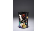 A CHINESE ZITAN INLAID 'GEESE AND LOTUS' BRUSHPOT 