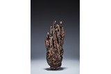 A CHINESE AGARWOOD 'FINGER CITRON' CARVING