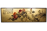 WU CHANGSHUO: CHINESE COLOR INK 'FLOWERS' FRAMED PAINTING