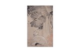 ANONYMOUS: CHINESE COLOR AND INK 'CAT' SCROLL PAINTING 