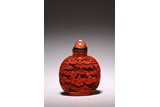 A CHINESE CINNABAR LACQUER 'FIGURES' SNUFF BOTTLE