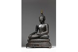 A LARGE SUKHOTHAI PARCEL GILT BRONZE FIGURE OF BUDDHA