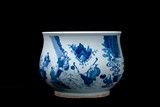 A CHINESE BLUE AND WHITE 'LUOHAN FIGURES' CENSER