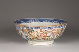 A VERY LARGE FAMILLE ROSE 'FIGURES' BOWL