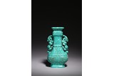 A CHINESE TURQUOISE ARCHAISTIC LIDDED VASE