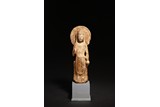 A CHINESE MARBLE CARVED FIGURE OF STANDING BODHISATTVA