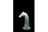 A CHINESE WHITE JADE MUGHAL-STYLE HORSE HEADED HILT