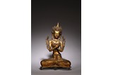 A LARGE GILT COPPER FIGURE OF VAJRADHARA