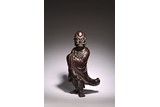 A CHINESE ZITAN CARVED FIGURE OF BODHIDHARMA