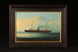 A CHINA TRADE 'QING EMPIRE STEAMBOAT' OIL CANVAS PAINTING
