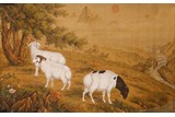 THREE RAMS UNDER SUN' SILK, ATTRIBUTED TO GIUSEPPE CASTIGLIONE