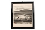 LIN FENGMIAN: COLOR AND INK 'FISHERMAN' FRAMED PAINTING