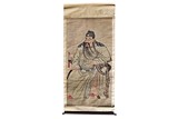 A LARGE CHINESE 'GUAN YU' HANGING SCROLL PAINTING