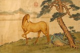 CHINESE 'THE GOLDEN HORSE' COLOR SILK PAINTING, BANDA LISHA