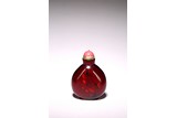 A CHINESE RED GLASS SNUFF BOTTLE