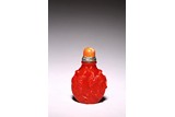 A RED GLASS SNUFF BOTTLE