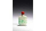 A JADEITE CARVED SNUFF BOTTLE