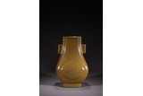 A CHINESE TEA DUST GLAZED HU VASE