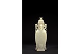 A LARGE CHINESE WHITE JADE VASE AND COVER