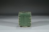 A CELADON GLAZED CONG VASE 