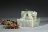 A LARGE WHITE JADE 'MYTHICAL BEAST' SQUARE SEAL