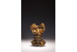 A GILT BRONZE MODEL OF 'TWIN DRAGON