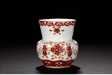 A CHINESE RED ENAMELED FLOWERS ZHADOU