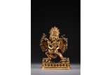 A GILT BRONZE STATUE OF YAMANTAKA