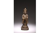 A CHINESE BRONZE FIGURE OF STANDING GUANYIN