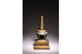 A CHINESE GILT BRONZE CLOISONNE ENAMEL STUPA