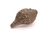 A BUDDHIST SILVER AND TURQUOISE INLAID CONCH SHELL