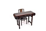 A CHINESE HARDWOOD 'LINGZHI' ALTAR TABLE AND SIDE CHAIR 