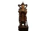 A LARGE WOOD PAINTED STATUE OF GUARDIAN KING