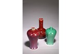 A GROUP OF THREE CHINESE MONOCHROME GLAZE VASES