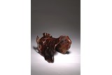 A NATURALISTIC ROOT WOOD 'LOTUS LEAF' CARVING 