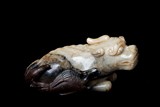 A BLACK AND WHITE JADE 'MYTHICAL BEAST & PHOENIX' GROUP