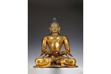A LARGE GILT BRONZE FIGURE OF AMITAYUS