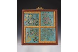 A CLOISONNE ENAMEL 'WAN' FLOWERS WALL PANEL