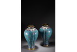 A PAIR OF CLOISONNE ENAMEL MEIPING VASES